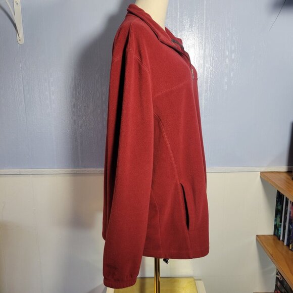 Croft & Barrow Men's Large Red Quarter Zip Longsleeve Lightweight Fleece Jacket - Picture 2 of 9